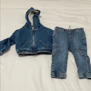 Cat & Jack Blue Hooded Denim Jacket & jeans set.